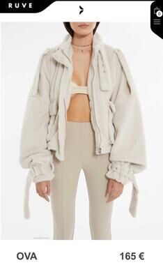 Ruve Ova Oversized Faux Fur Jacket Champagne Satin Lined Coat